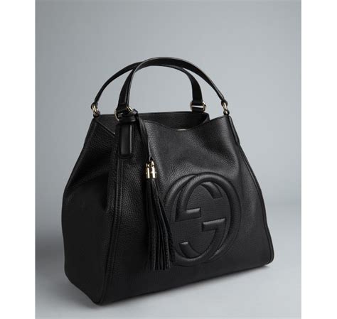 gucci black textured leather & 39|gucci black leather tote bag.